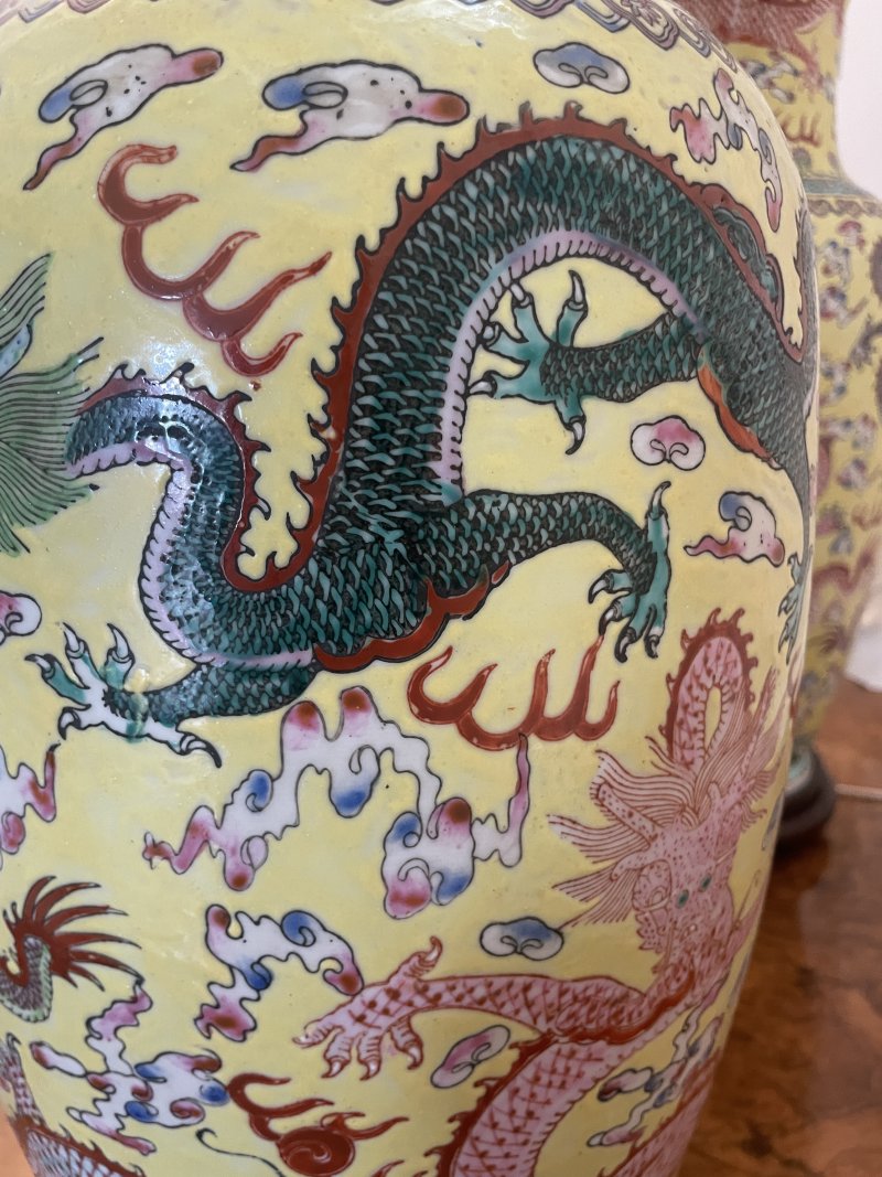 Large Pair of Antique 19th Century Chinese Porcelain Vase Lamps 105 x 24 cm - Image 8